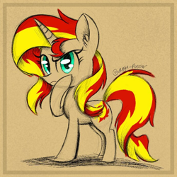 Size: 688x688 | Tagged: safe, artist:marya-potter, imported from derpibooru, part of a set, sunset shimmer, pony, unicorn, equestria girls, female, sketch, solo