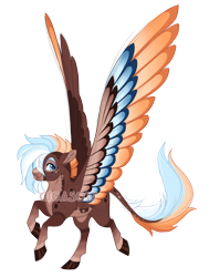 Size: 3400x4500 | Tagged: safe, artist:gigason, imported from derpibooru, oc, oc:sunspot, pegasus, pony, colored wings, magical gay spawn, male, multicolored wings, obtrusive watermark, offspring, parent:sunburst, parent:thunderlane, parentys:thunderburst, simple background, solo, stallion, transparent background, watermark, wings