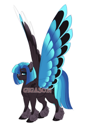 Size: 3200x4100 | Tagged: safe, artist:gigason, imported from derpibooru, oc, oc:geode gust, pegasus, pony, colored wings, female, mare, multicolored wings, obtrusive watermark, offspring, parent:minty mocha, parent:thunderlane, simple background, solo, transparent background, watermark, wings