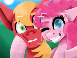 Size: 1024x768 | Tagged: source needed, safe, artist:melodysong2022, imported from derpibooru, big macintosh, pinkie pie, earth pony, pony, female, g4, male, mare, selfie, stallion