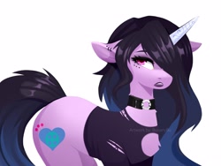 Size: 4096x3072 | Tagged: safe, artist:buvanybu, imported from derpibooru, izzy moonbow, pony, unicorn, backwards cutie mark, collar, female, g5, goth, goth izzy, mare, simple background, solo, white background