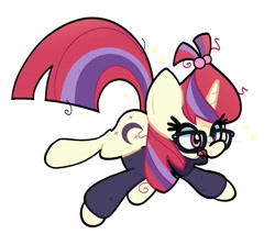 Size: 2000x1781 | Tagged: safe, artist:kindakismet, imported from derpibooru, moondancer, pony, unicorn, clothes, female, glasses, horn, mare, messy mane, open mouth, simple background, solo, sparkles, sweater, white background