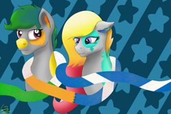 Size: 2400x1600 | Tagged: safe, artist:lennystendhal13, imported from derpibooru, oc, oc only, oc:monik, oc:oraine, pony, bust, female, mare, portrait