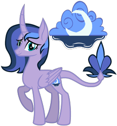 Size: 1357x1466 | Tagged: safe, artist:lillyleaf101, imported from derpibooru, oc, oc:moonlit shore, alicorn, pony, alicorn oc, base used, female, horn, magical lesbian spawn, mare, offspring, parent:fleur-de-lis, parent:princess luna, simple background, solo, transparent background, wings