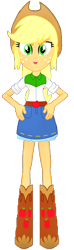 Size: 260x880 | Tagged: safe, artist:rupahrusyaidi, imported from derpibooru, applejack, human, equestria girls, applejack's hat, boots, clothes, cowboy hat, female, hat, high heel boots, shoes, simple background, skirt, solo, transparent background