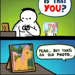 Size: 643x640 | Tagged: safe, artist:srgrafo, imported from derpibooru, screencap, posey, earth pony, pony, spoiler:g5, spoiler:my little pony: tell your tale, spoiler:tyts01e05, caption, exploitable meme, female, frame, g1, g5, mane melody, mare, meme, my little pony: tell your tale, picture, ponified meme, posey bloom, text