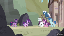 Size: 640x360 | Tagged: safe, imported from derpibooru, screencap, double diamond, night glider, party favor, starlight glimmer, sugar belle, twilight sparkle, alicorn, earth pony, pegasus, pony, unicorn, season 5, the cutie re-mark, ^^, animated, eyes closed, female, flying, gif, gifs.com, horn, male, mare, open mouth, s5 starlight, smiling, spread wings, stallion, twilight sparkle (alicorn), wings