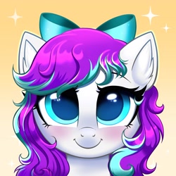 Size: 4000x4000 | Tagged: safe, artist:confetticakez, oc, oc only, pony, blushing, bow, ear fluff, female, flower, mare, simple background, smiling