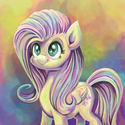 Size: 2048x2048 | Tagged: safe, artist:catscratchpaper, imported from derpibooru, fluttershy, pegasus, pony, abstract background, female, mare, smiling, solo