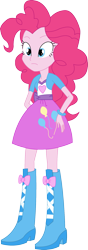 Size: 735x2085 | Tagged: safe, artist:sketchmcreations, imported from derpibooru, pinkie pie, human, equestria girls, boots, clothes, female, high heel boots, jacket, shirt, shoes, simple background, skirt, solo, transparent background, vector