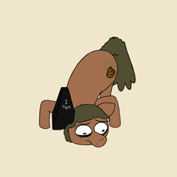 Size: 1700x1700 | Tagged: safe, artist:potatoconnoisseur, derpibooru exclusive, imported from derpibooru, oc, oc only, oc:smelly bigshit, earth pony, pony, bags under eyes, distressed, injured, male, simple background, solo, stallion, weight