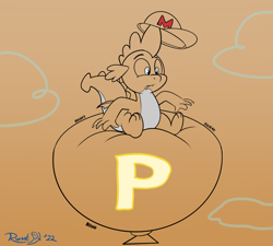 Size: 2000x1800 | Tagged: safe, artist:rupertbluefox, derpibooru exclusive, imported from derpibooru, spike, dragon, series:natg rupert 22, atg 2022, balloon, balloon riding, cap, cute, dichromatic, hat, limited palette, male, mario hat, mario's hat, newbie artist training grounds, o mouth, onomatopoeia, p balloon, sitting, sketch, sky, spikabetes, super mario bros., super mario world, that dragon sure does love balloons, this will end in inflation, winged spike, wings