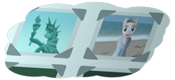 Size: 1399x642 | Tagged: safe, artist:equestriaexploration, imported from derpibooru, pony, atg 2022, newbie artist training grounds, photo album, simple background, statue of liberty, transparent background