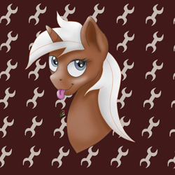 Size: 1080x1080 | Tagged: safe, artist:lennystendhal13, imported from derpibooru, silver spanner, pony, bust, portrait, solo, tongue out