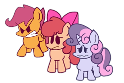 Size: 720x481 | Tagged: safe, artist:rainbrony, imported from derpibooru, apple bloom, scootaloo, sweetie belle, earth pony, pegasus, pony, unicorn, adorabloom, angry, cute, cutealoo, cutie mark crusaders, cutie mark cuties, diasweetes, friday night funkin', funkin' is magic, madorable, sad, sadorable, simple background, transparent background, trio, upset, wavy mouth, worried