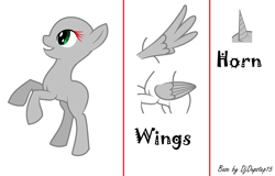 Size: 1720x1102 | Tagged: safe, artist:djdupstep15, imported from derpibooru, oc, oc only, earth pony, pony, bald, base, eyelashes, female, horn, mare, rearing, simple background, solo, white background, wings