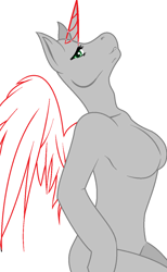 Size: 788x1280 | Tagged: safe, artist:djdupstep15, imported from derpibooru, oc, oc only, alicorn, anthro, alicorn oc, arm hooves, base, breasts, featureless breasts, female, horn, simple background, solo, white background, wings