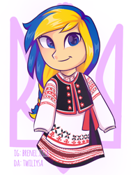 Size: 768x1024 | Tagged: safe, artist:twiliysa, imported from derpibooru, oc, oc:ukraine, human, folk dress, humanized, nation ponies, solo, ukraine, vyshyvanka