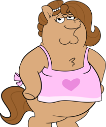 Size: 1951x2333 | Tagged: safe, alternate version, artist:tjpones, imported from derpibooru, oc, oc:brownie bun, anthro, abomination, bbw, commission, cursed image, family guy, fat, funny, meme, peter griffin, simple background, this is epic, transparent background, wat