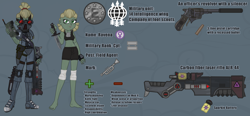 Size: 3706x1721 | Tagged: safe, artist:devorierdeos, imported from derpibooru, oc, oc:ravena, human, fallout equestria, equestria girls, clothes, enclave, gas mask, grand pegasus enclave, gun, handgun, knife, laser rifle, mask, military, military uniform, pistol, reference sheet, scout, spy, underwear, uniform