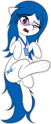 Size: 1117x2714 | Tagged: safe, artist:seafooddinner, imported from derpibooru, oc, oc only, oc:jaxapone, earth pony, pony, blushing, body pillow, body pillow design, earth pony oc, eyebrows, eyebrows visible through hair, female, floppy ears, frog (hoof), glasses, lanyard, looking at you, mare, one eye closed, open mouth, raised leg, simple background, transparent background, underhoof