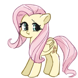 Size: 729x729 | Tagged: safe, artist:xiooo_witch, imported from derpibooru, fluttershy, pegasus, pony, :t, female, folded wings, looking at you, mare, simple background, solo, white background, wings