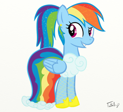 Size: 800x730 | Tagged: safe, artist:tuttaliny, imported from derpibooru, rainbow dash, pegasus, pony, 2013, alternate hairstyle, clothes, dress, female, mare, ponytail, simple background, solo, white background