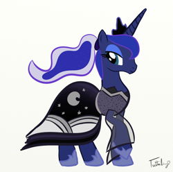 Size: 800x795 | Tagged: safe, artist:tuttaliny, imported from derpibooru, princess luna, alicorn, pony, 2013, clothes, dress, female, mare, ponytail, simple background, solo, white background