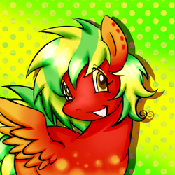 Size: 500x500 | Tagged: safe, artist:xxitachiuchihaloverxx, imported from derpibooru, oc, oc only, oc:balloon chaser, female, gradient background, gradient pattern, icon, looking at you, smiling