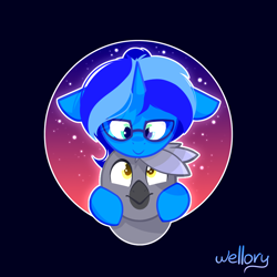 Size: 930x930 | Tagged: safe, artist:wellory, imported from derpibooru, oc, griffon, unicorn, black background, cute, duo, glasses, hug, oc x oc, shipping, signature, simple background