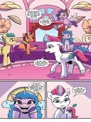 Size: 768x1024 | Tagged: safe, idw, imported from derpibooru, hitch trailblazer, izzy moonbow, pipp petals, sunny starscout, zipp storm, earth pony, pegasus, pony, unicorn, spoiler:comic, spoiler:g5comic, spoiler:g5comic03, blaze (coat marking), bracelet, cellphone, cloud, coat markings, facial markings, fangirl, fangirling, female, flower, friendship bracelet, g5, implied discord, jewelry, leaf, male, mane five (g5), mare, music notes, official comic, phone, preview, rainbow, smartphone, socks (coat markings), sparkles, stallion, unshorn fetlocks