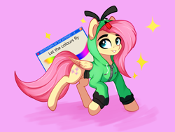 Size: 2800x2100 | Tagged: safe, artist:stravy_vox, imported from derpibooru, fluttershy, pegasus, pony, antonymph, clothes, female, fluttgirshy, gir, high res, invader zim, microsoft, simple background, solo, windows, windows xp