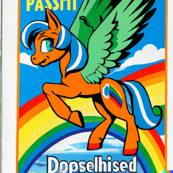 Size: 1024x1024 | Tagged: safe, imported from derpibooru, pegasus, pony, ai content, ai generated, generator:dall-e 2, rainbow, solo