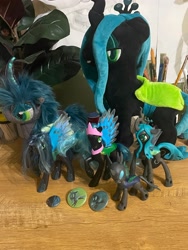Size: 3024x4032 | Tagged: safe, imported from derpibooru, queen chrysalis, changeling, changeling queen, button, collection, female, figure, idk have fun, merchandise, photo, plushie
