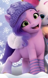 Size: 680x1104 | Tagged: safe, imported from derpibooru, pipp petals, sunny starscout, zipp storm, earth pony, pegasus, pony, adorapipp, book cover, clothes, cover, cropped, cute, female, g5, mare, socks, solo focus, winter, winter outfit