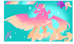 Size: 1280x761 | Tagged: safe, artist:viodacreator, imported from derpibooru, fluttershy, oc, hybrid, pony, windigo, color palette, interspecies offspring, long feather, offspring, one wing out, parent:fluttershy, parent:windigo, parents:canon x oc, solo, windigo oc, wings