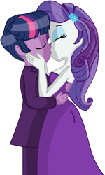 Size: 495x825 | Tagged: safe, artist:bunnyregan, imported from derpibooru, rarity, sci-twi, twilight sparkle, human, equestria girls, clothes, dress, dusk shine, eyes closed, eyeshadow, female, half r63 shipping, height difference, kiss on the lips, kissing, makeup, male, rarilight, rarishine, rule 63, sci-dusk, sci-rarilight, shipping, simple background, straight, transparent background, tuxedo