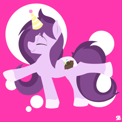 Size: 3918x3918 | Tagged: safe, artist:sefastpone, imported from derpibooru, oc, oc only, oc:czupone, pony, unicorn, abstract background, hat, male, party hat, stallion, vector