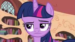 Size: 1280x720 | Tagged: safe, imported from derpibooru, screencap, twilight sparkle, alicorn, pony, season 4, testing testing 1-2-3, female, frown, grumpy, grumpy twilight, implied facepalm, implied rainbow dash, mare, meme origin, reaction image, seriously, solo, twilight sparkle (alicorn), twilight sparkle is not amused, unamused