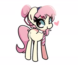 Size: 1800x1513 | Tagged: safe, artist:kindakismet, imported from derpibooru, oc, oc only, oc:lily clay, earth pony, pony, female, heart, looking at you, mare, necktie, solo