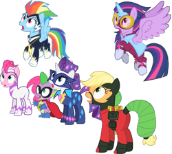 Size: 969x869 | Tagged: safe, artist:pascalmulokozi2, edit, edited screencap, imported from derpibooru, screencap, applejack, fili-second, humdrum, masked matter-horn, mistress marevelous, pinkie pie, radiance, rainbow dash, rarity, spike, twilight sparkle, zapp, alicorn, earth pony, pegasus, pony, unicorn, power ponies (episode), background removed, butt, plot, power ponies, shocked, shocked expression, shocked eyes, simple background, surprised, surprised face, transparent background, twilight sparkle (alicorn)