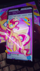Size: 720x1280 | Tagged: safe, artist:wavecipher, imported from derpibooru, sunset shimmer, pony, unicorn, animated, augmented reality, solo, synthwave, triangle, webm