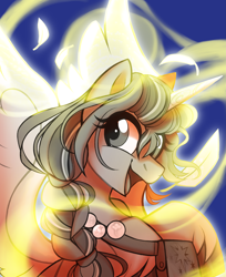 Size: 3149x3858 | Tagged: safe, artist:inspiredpixels, imported from derpibooru, sunny starscout, alicorn, pony, bust, g5, magic, my little pony: a new generation, portrait, race swap, solo, sunnycorn