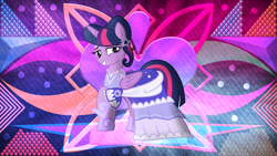 Size: 3840x2160 | Tagged: safe, artist:laszlvfx, artist:shootingstarsentry, edit, imported from derpibooru, twilight sparkle, alicorn, pony, clothes, dress, solo, twilight sparkle (alicorn), wallpaper, wallpaper edit