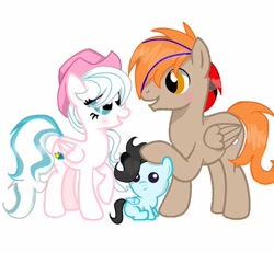 Size: 720x666 | Tagged: safe, artist:andy, imported from derpibooru, oc, oc only, oc:fededash, oc:rosemoon, pegasus, pony, baby, baby pony, family, pegasus oc, simple background, white background