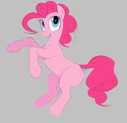 Size: 974x946 | Tagged: safe, artist:hattsy, pinkie pie, earth pony, pony, aggie.io, female, heart eyes, mare, open mouth, rearing, simple background, smiling, wingding eyes