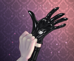 Size: 2324x1902 | Tagged: safe, artist:transfaled, imported from derpibooru, octavia melody, anthro, earth pony, bodysuit, catsuit, clothes, dominatrix, dressing, female, gloves, latex, latex gloves, latex suit, solo
