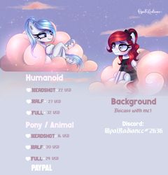 Size: 7000x7300 | Tagged: safe, artist:opal_radiance, imported from derpibooru, pegasus, absurd resolution, advertisement, commission info, duo, duo female, female