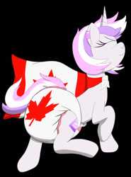 Size: 945x1280 | Tagged: safe, artist:clandestinewing, imported from derpibooru, oc, oc only, oc:glam rock, pony, black background, canada, canada day, dancing, diaper, diaper fetish, fetish, non-baby in diaper, simple background, solo