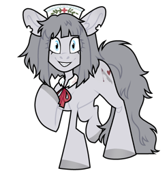 Size: 1600x1635 | Tagged: safe, artist:moonert, imported from derpibooru, oc, oc only, earth pony, pony, colored hooves, earth pony oc, female, grin, hat, mare, simple background, smiling, torn ear, transparent background